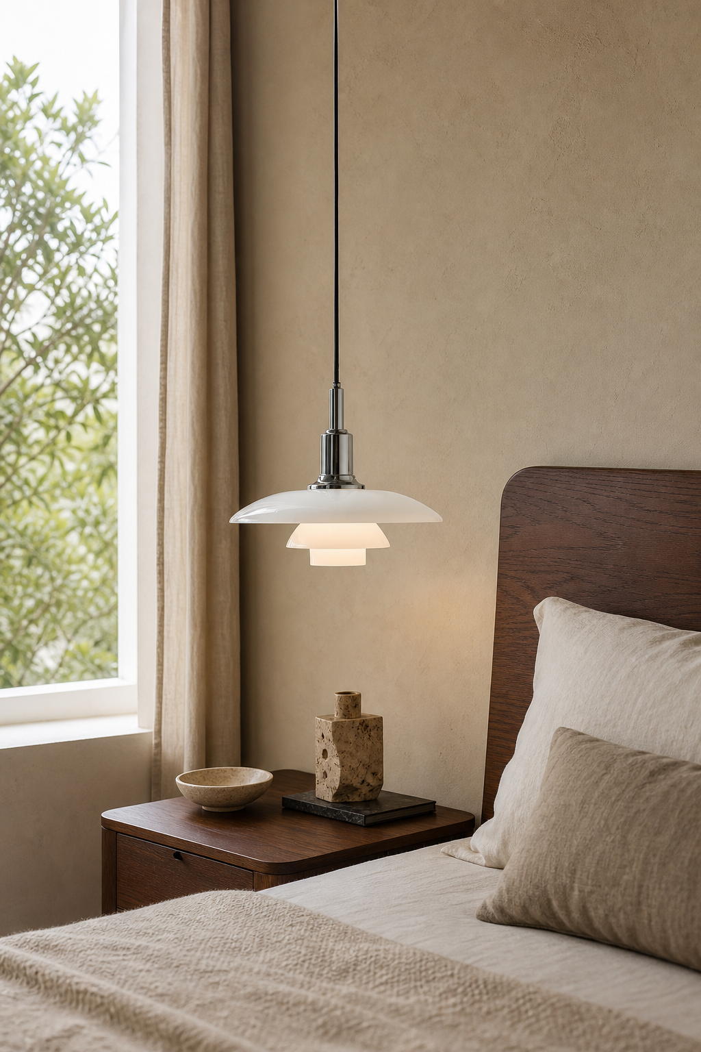 Three-Tier Opal Glass Pendant Light gallery 07 bedside daylight
