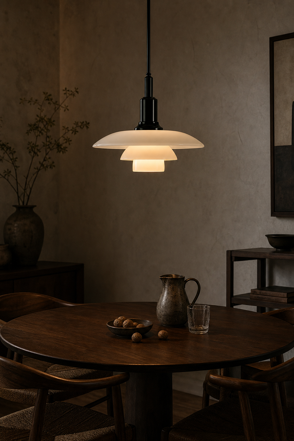 Three-Tier Opal Glass Pendant Light gallery 10 night mood