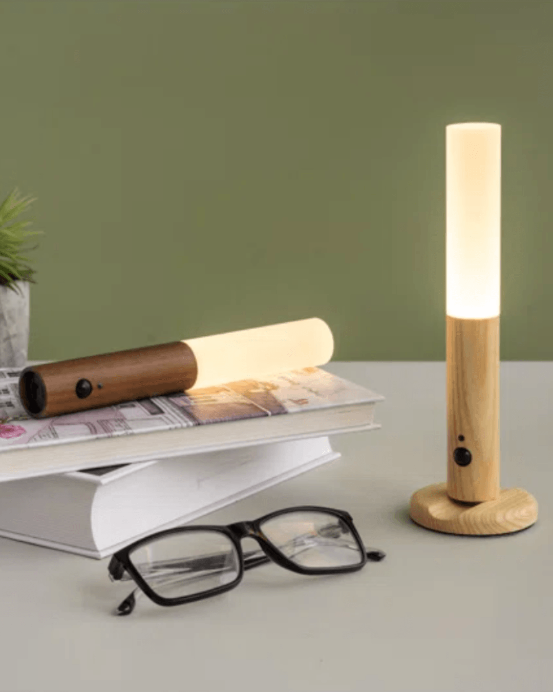 Wren wooden wall sconce with motion sensor for stairs and hallways