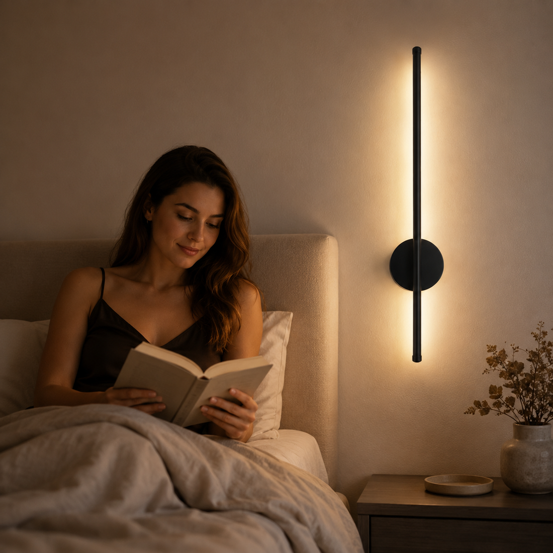 LED Wall Lights Linear Dimmable Rechargeable Magnetic Black Sconce Bedroom Lighting