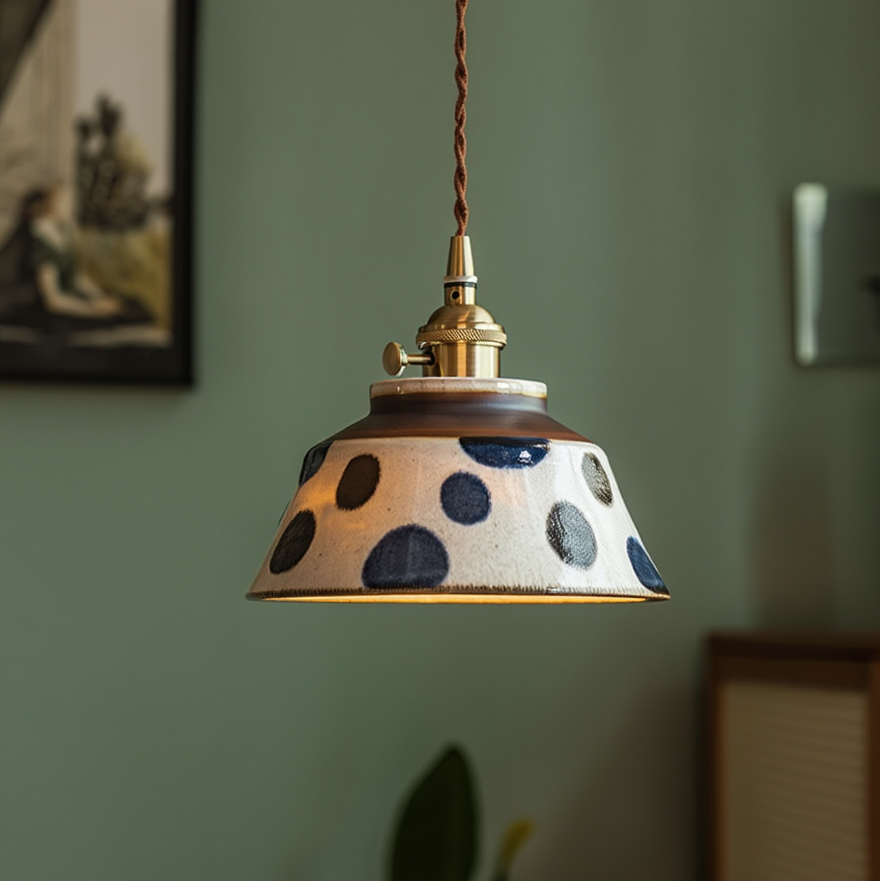 Ronja – Hand-Painted Ceramic Pendant Light BO-HA Indigo Pebble
