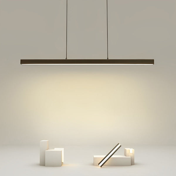 Black Pendant Light Modern 30 Inch Linear Rectangular LED Hanging Island Lighting