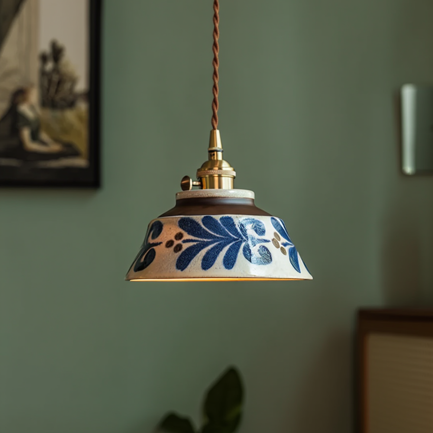 Ronja – Hand-Painted Ceramic Pendant Light BO-HA Blue Meadow