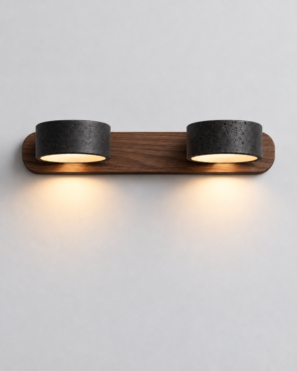 Wood Wall Sconce Travertine Shade Linear Vanity Light 2-Light 3-Light Bathroom