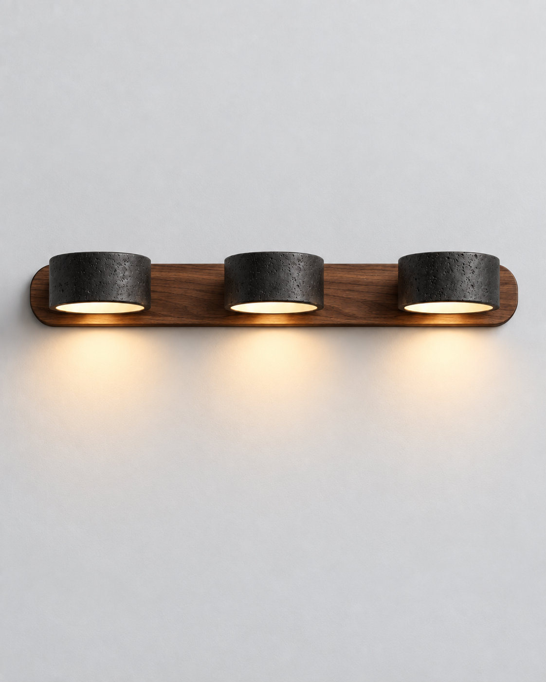 Wood Wall Sconce Travertine Shade Linear Vanity Light 2-Light 3-Light Bathroom