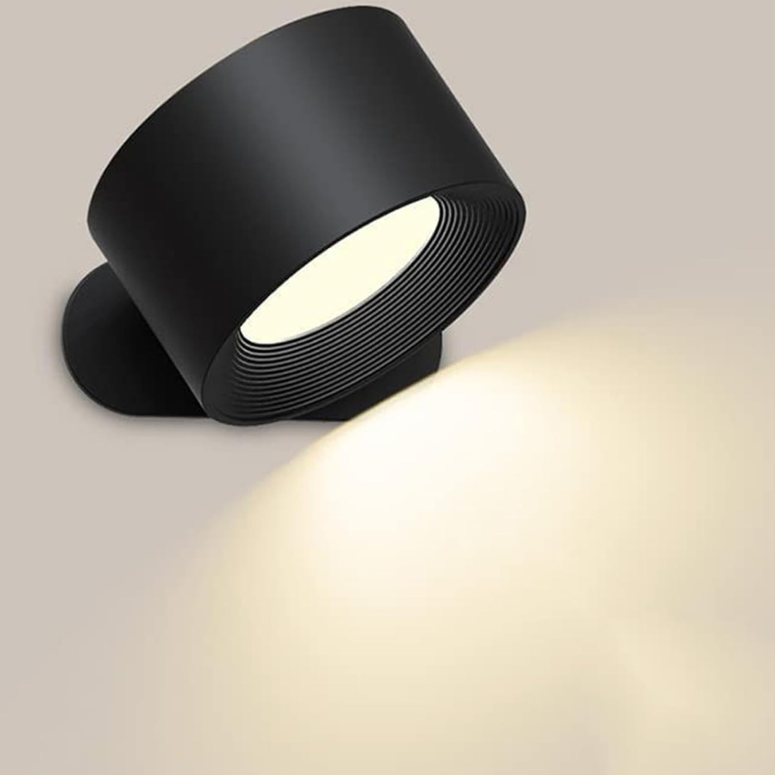 Wall Light Fixture Cordless Rechargeable 360° Rotating LED Black Touch Control Bedside Reading
