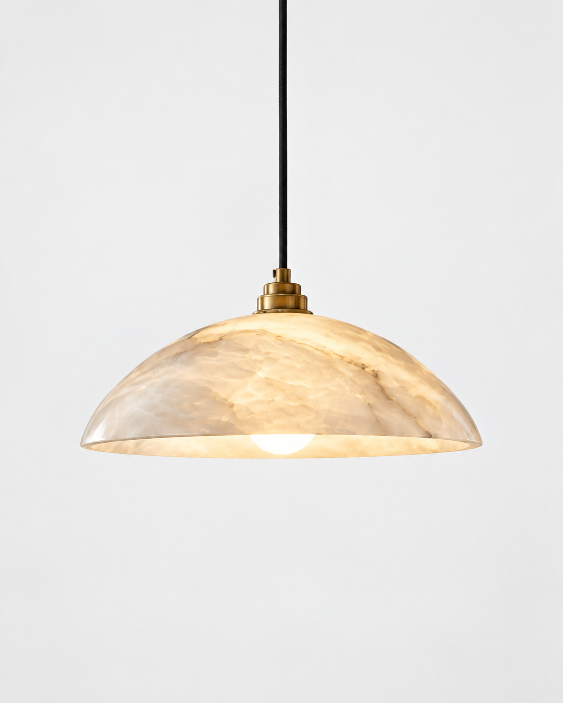 Alabaster Pendant Lights Domed Shade Brass Fitting Hanging Ceiling Light Kitchen