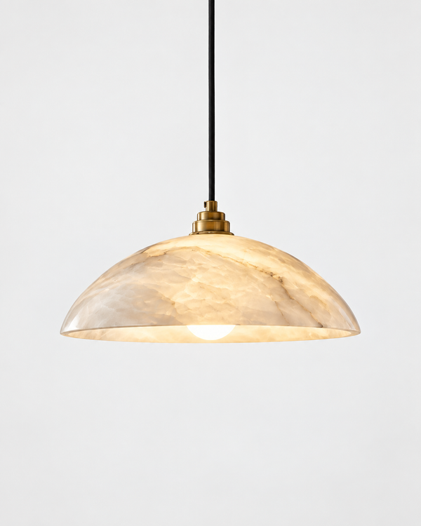 Alabaster Pendant Lights Domed Shade Brass Fitting Hanging Ceiling Light Kitchen