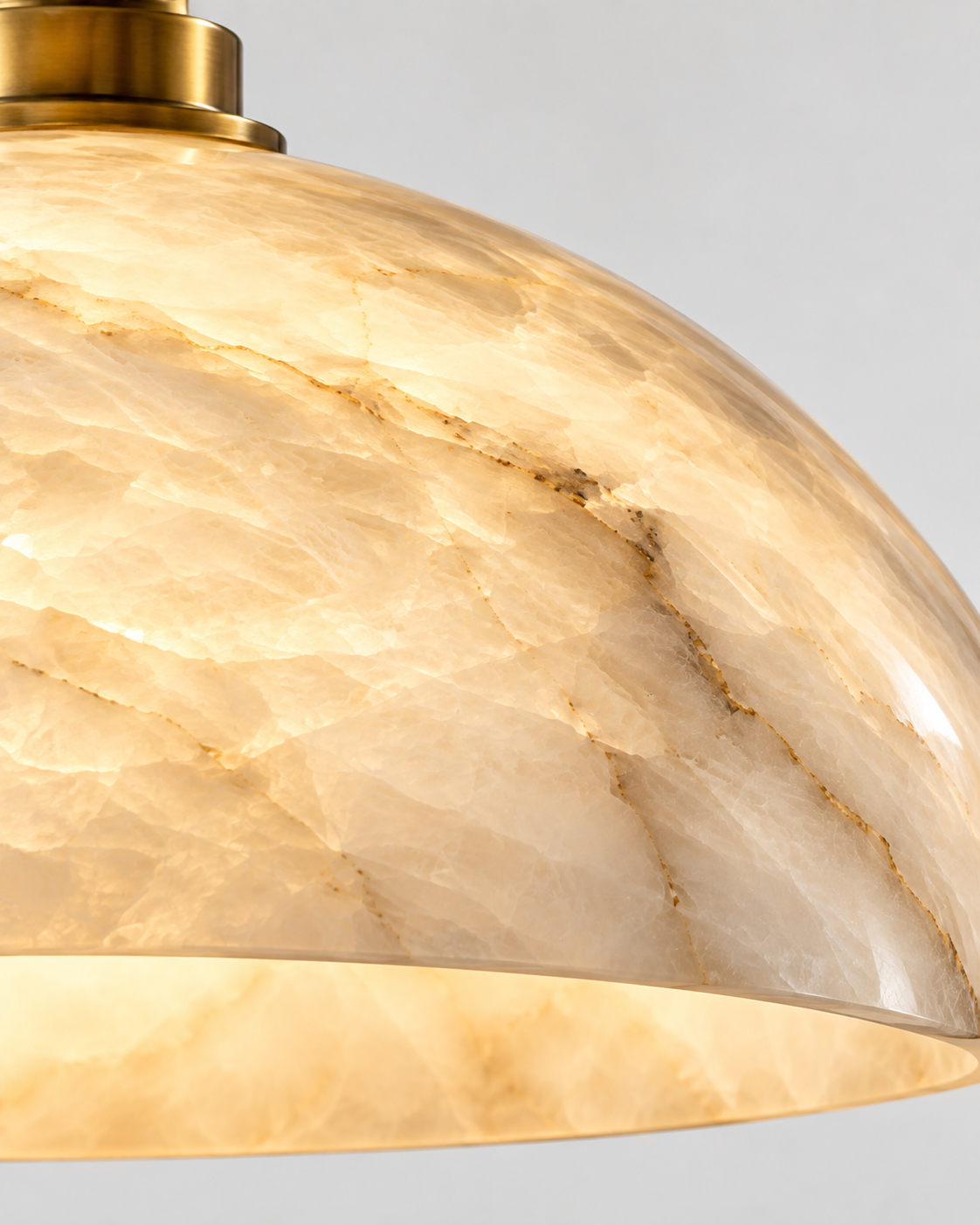 Alabaster Pendant Lights Domed Shade Brass Fitting Hanging Ceiling Light Kitchen