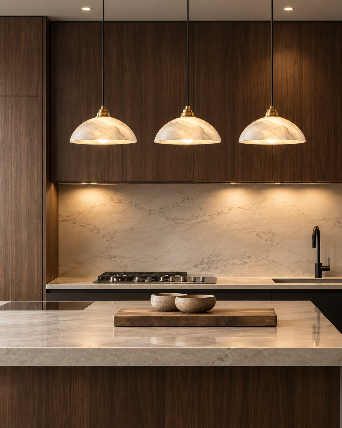 Alabaster Pendant Lights Domed Shade Brass Fitting Hanging Ceiling Light Kitchen