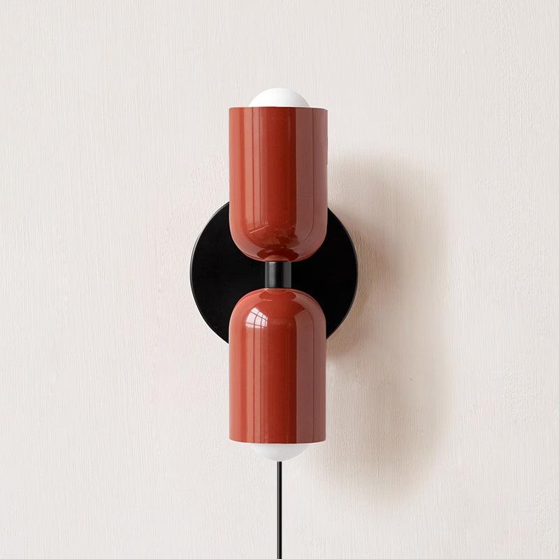 Dual Glow Wall Sconces Two Light Up Down Plug In Cord Switch Bedroom Living Room