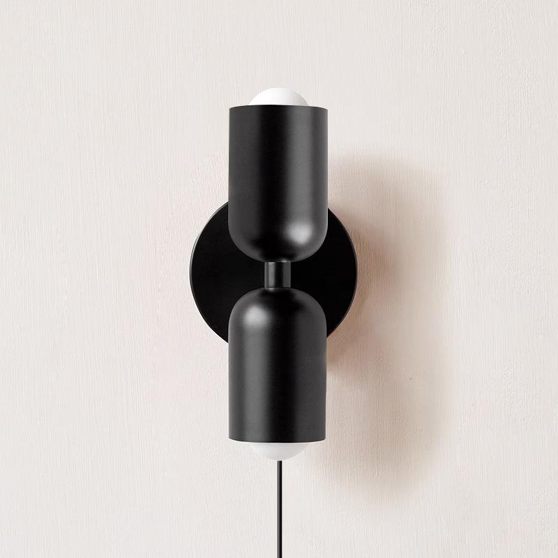 Dual Glow Wall Sconces Two Light Up Down Plug In Cord Switch Bedroom Living Room