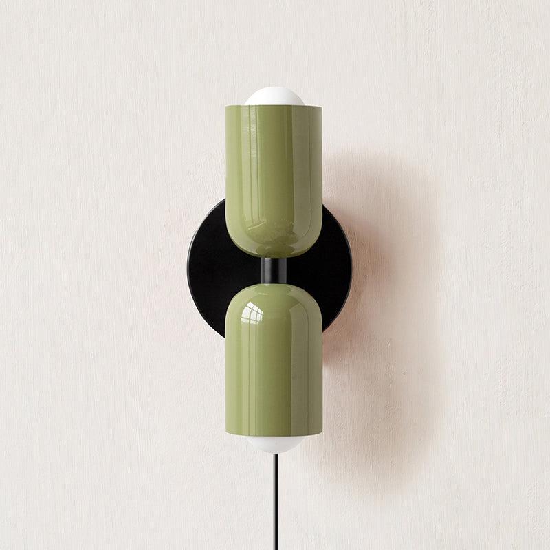 Dual Glow Wall Sconces Two Light Up Down Plug In Cord Switch Bedroom Living Room