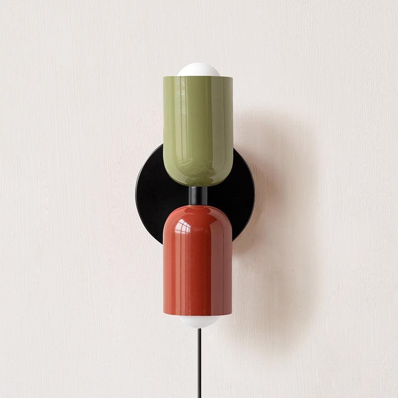 Dual Glow Wall Sconces Two Light Up Down Plug In Cord Switch Bedroom Living Room