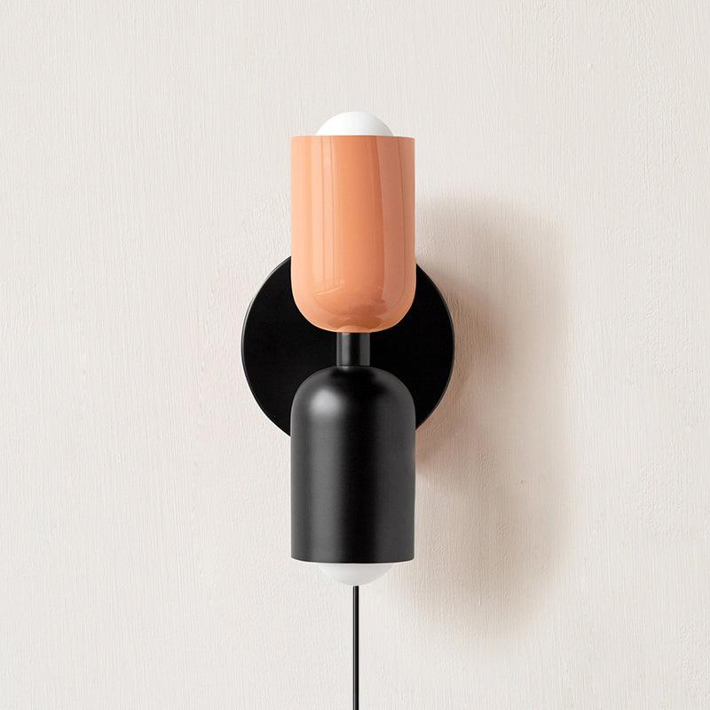 Dual Glow Wall Sconces Two Light Up Down Plug In Cord Switch Bedroom Living Room