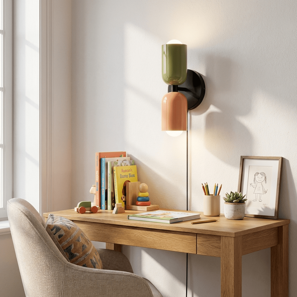 Dual Glow Wall Sconces Two Light Up Down Plug In Cord Switch Bedroom Living Room