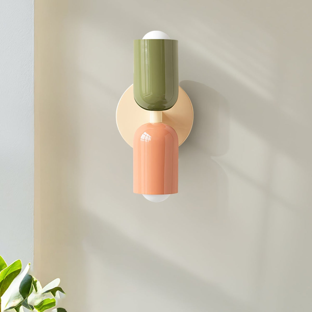 Dual Glow Wall Sconces Two Light Up Down Plug In Cord Switch Bedroom Living Room