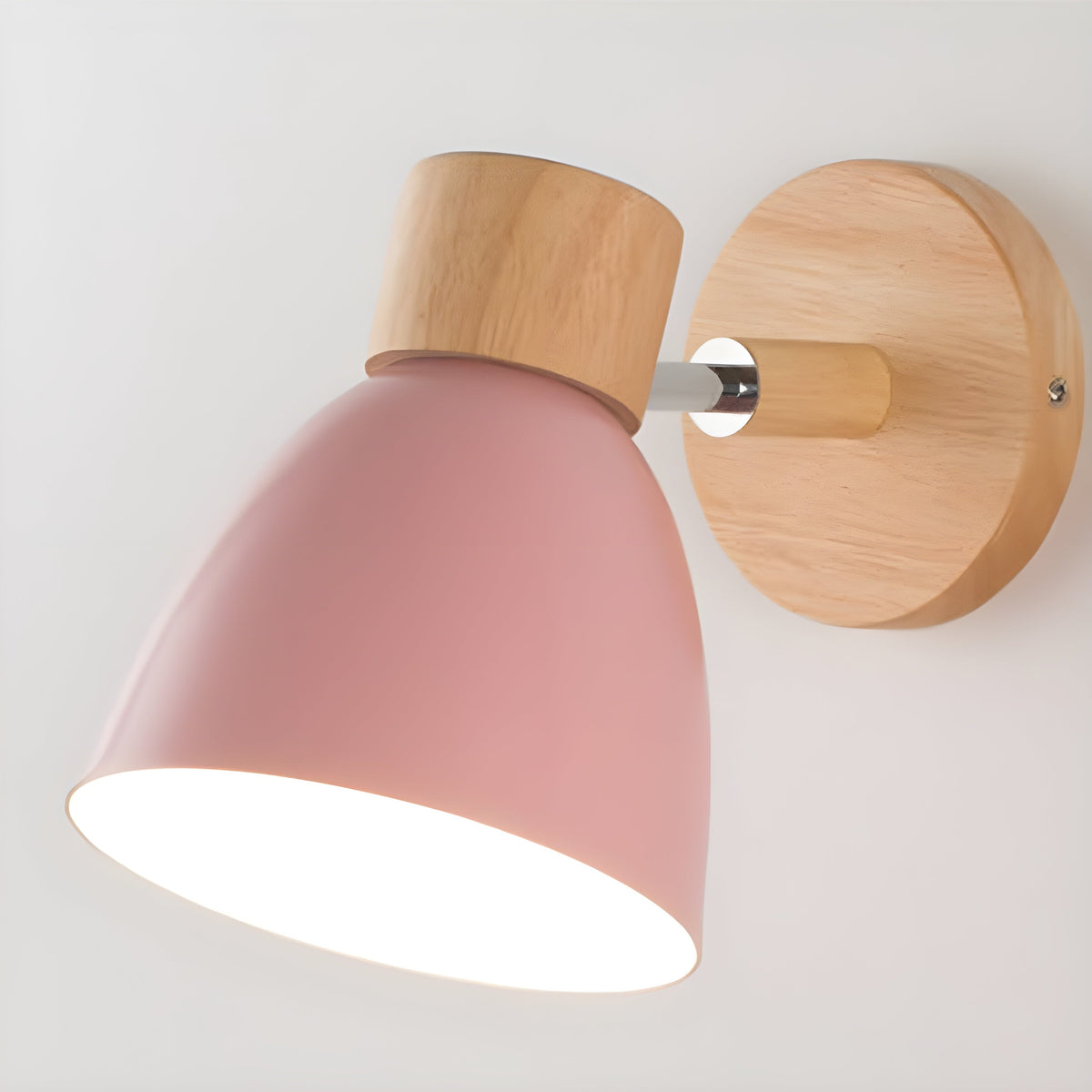 Wall Lamps for Bedroom Wood Nordic Sconce Dome Shade Pull Chain Switch Bedside