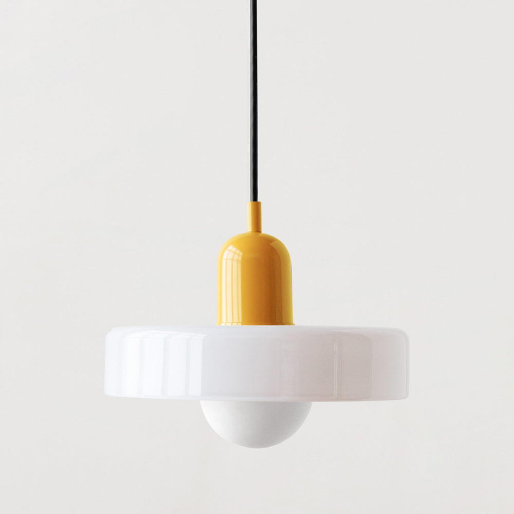 Glass Pendant Lights Bauhaus Round Flat Disc Shade Hanging Ceiling Light Home Decor
