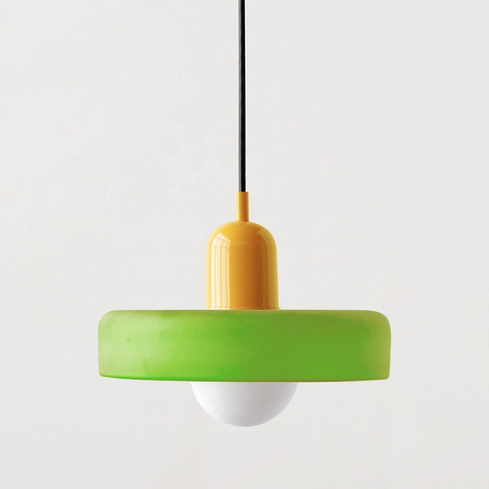 Glass Pendant Lights Bauhaus Round Flat Disc Shade Hanging Ceiling Light Home Decor