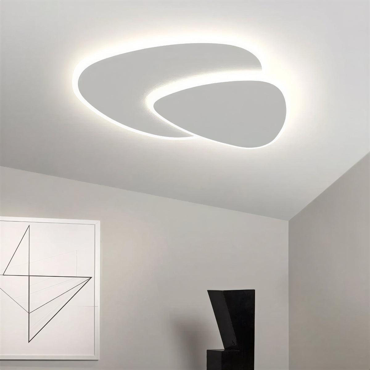 LED Ceiling Lights Double-Layer Pebble Shape Dimmable Flush Mount Bedroom Living Room