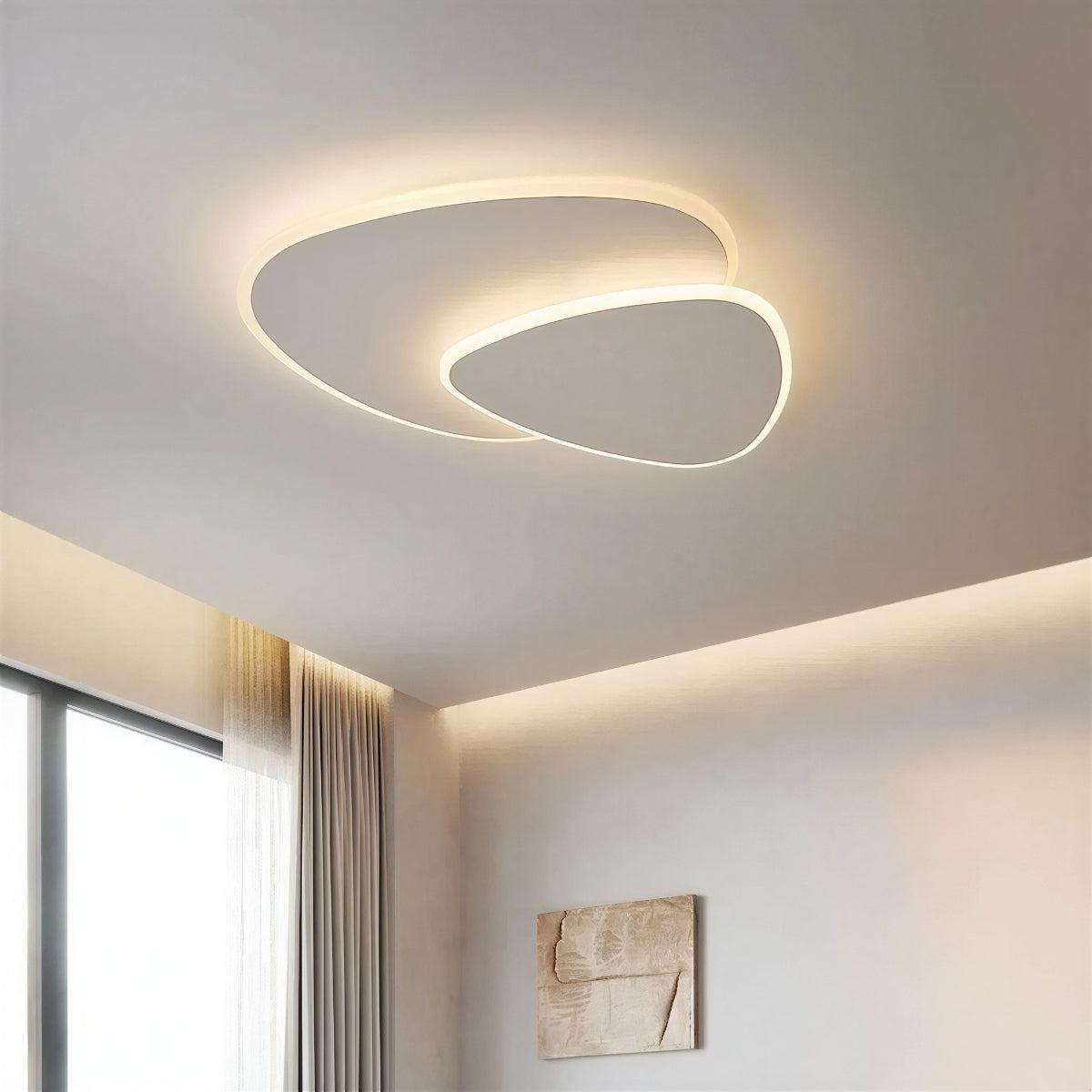 LED Ceiling Lights Double-Layer Pebble Shape Dimmable Flush Mount Bedroom Living Room