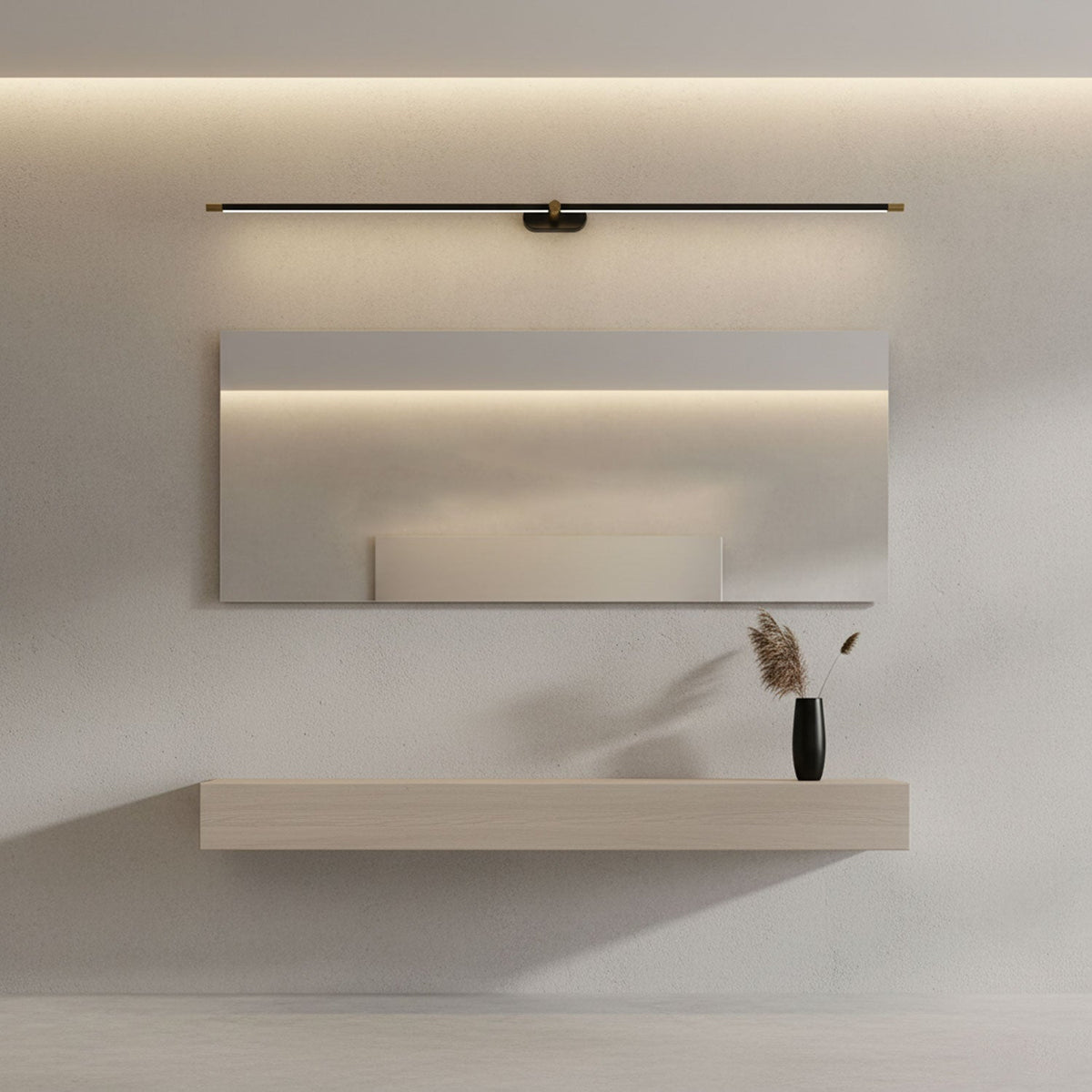 Linear Sconce Integrated LED Light Bar Black Brass Metal Hardwired Wall Vanity