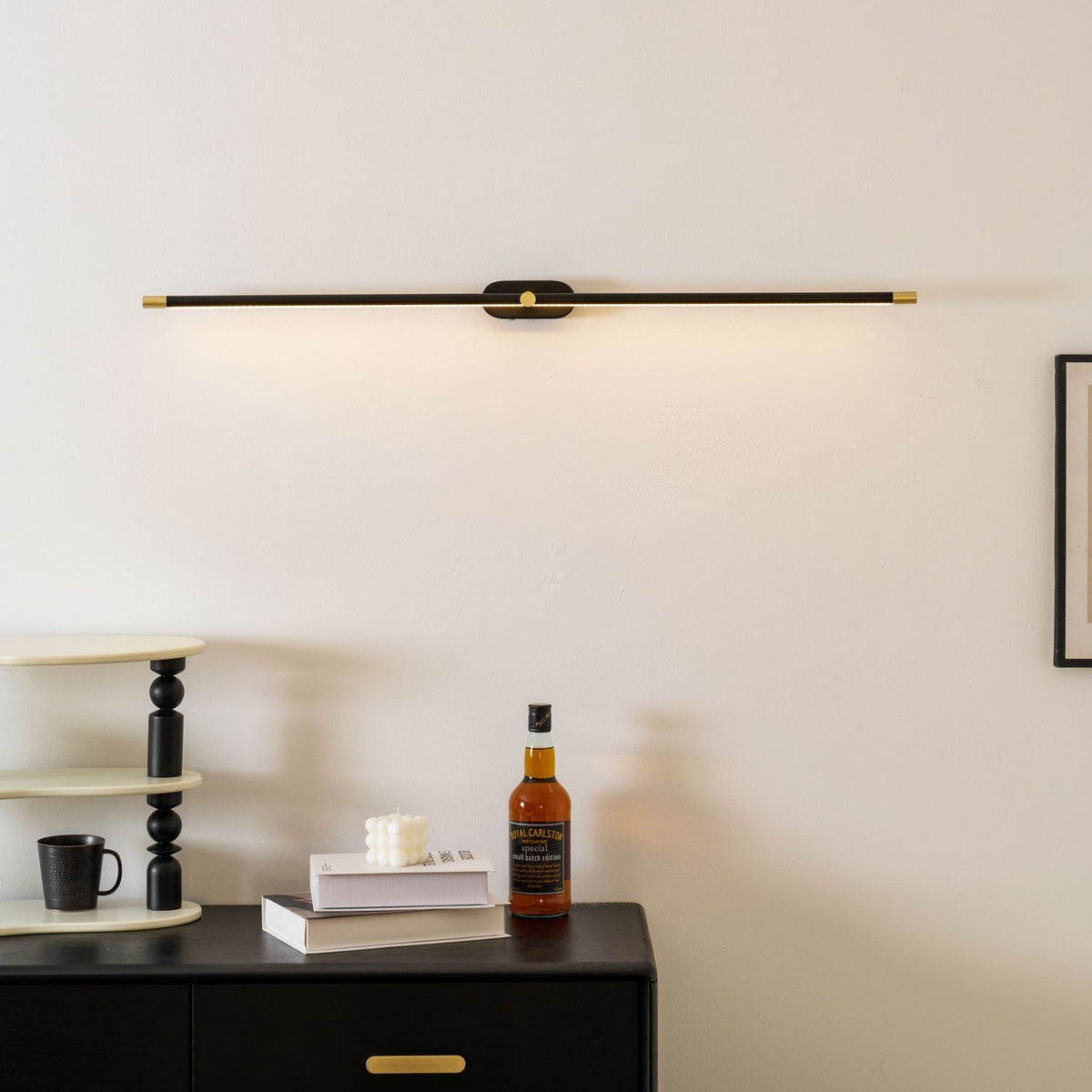 Linear Sconce Integrated LED Light Bar Black Brass Metal Hardwired Wall Vanity