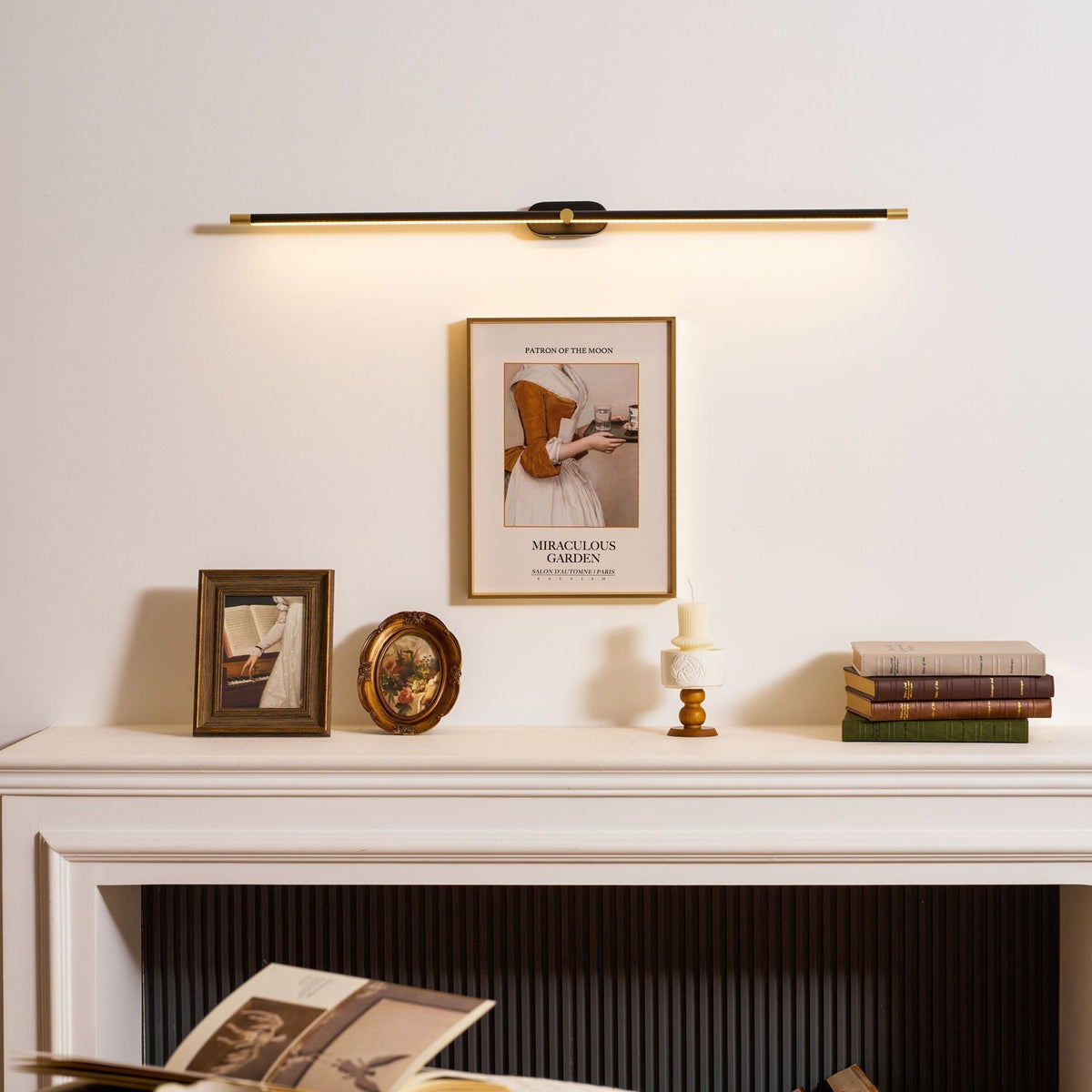 Linear Sconce Integrated LED Light Bar Black Brass Metal Hardwired Wall Vanity