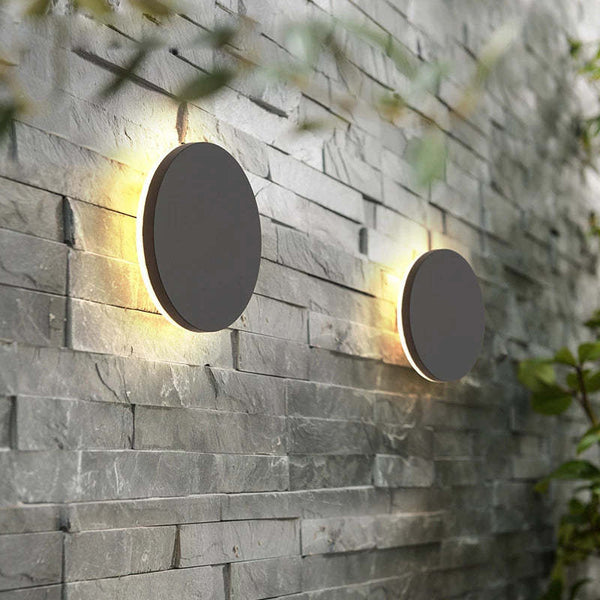 LED Outdoor Wall Lights Round Disc Minimalist Sconce Waterproof Garden Patio Lighting