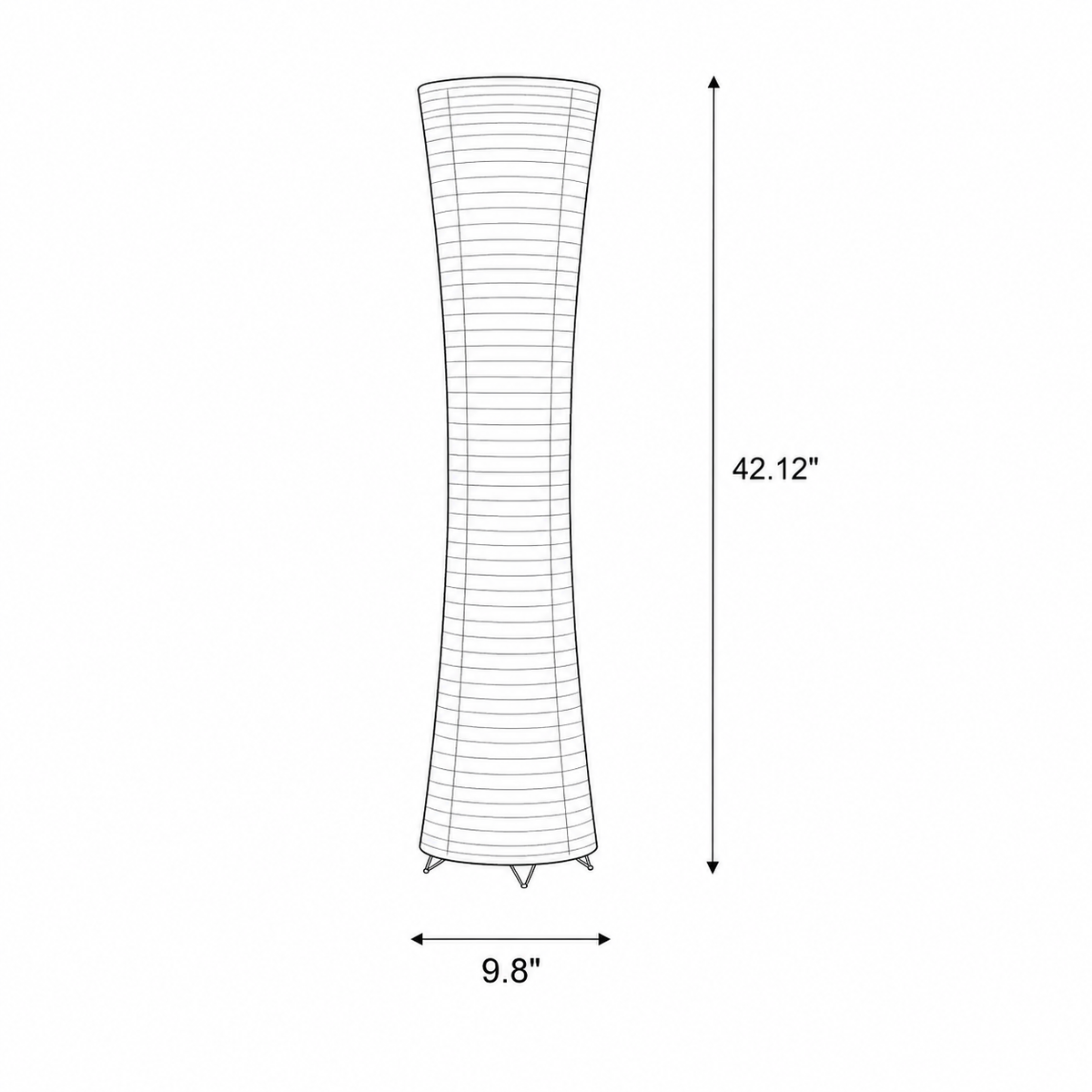 Ribbed Ivory Floor Lamp Tall Column Curved Paper Shade Accent Lighting Living Room