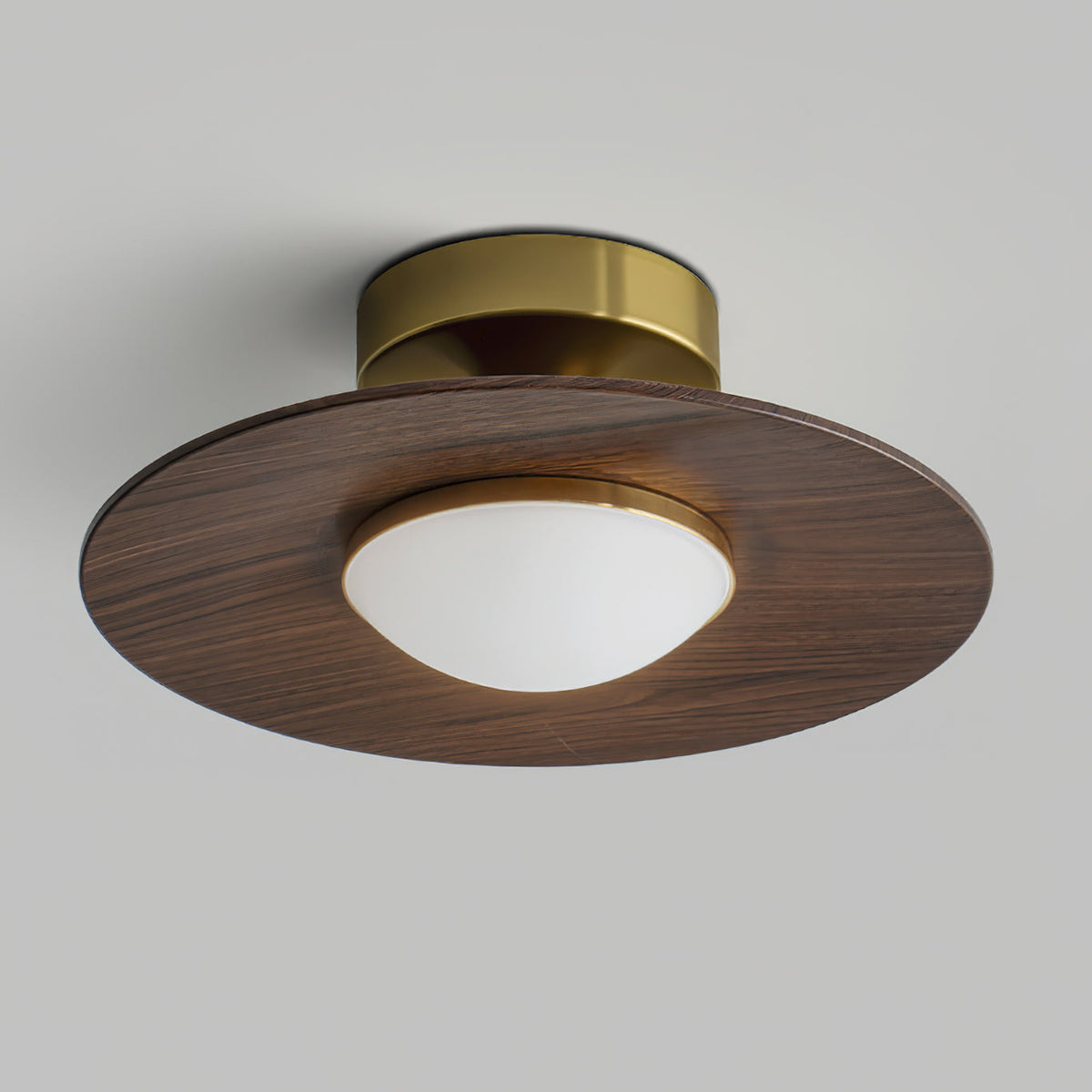 Walnut Disc Ceiling Lights Brass Canopy Semi Flush Mount Dome Shade Bedroom Hallway