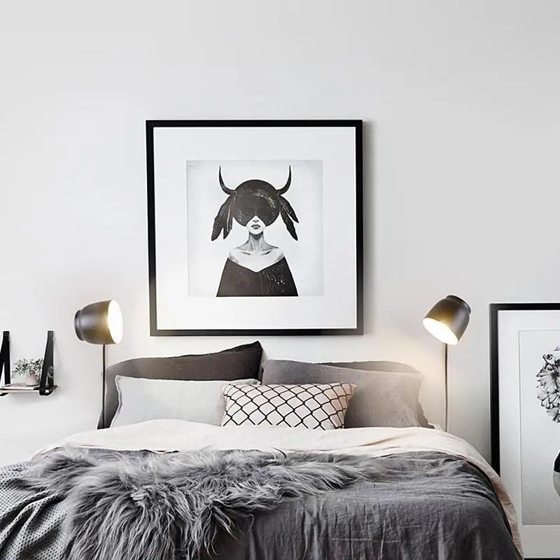 Nordic Plug-In Wall Sconce Dome Shade Wood Arm 3 Color Bedside Reading Light