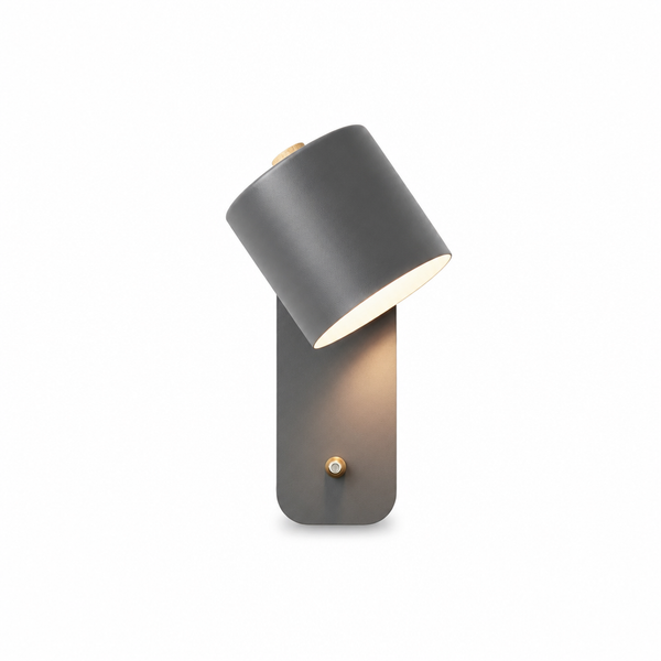Metal Wall Sconce Adjustable Cylinder Shade Brass Toggle Switch Dimmable Bedside Light