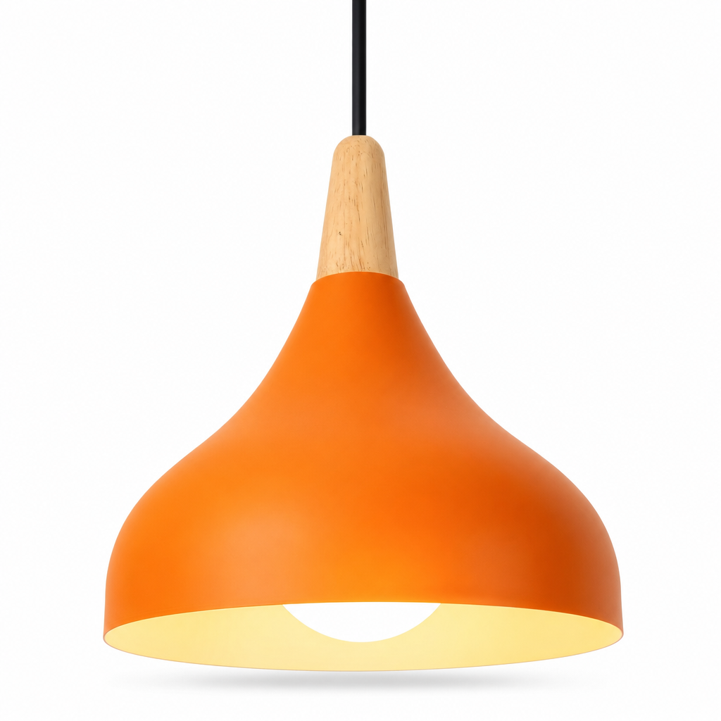 Pendant Ceiling Lights Teardrop Dome Shade Wood Top Hanging Kitchen Island Lighting