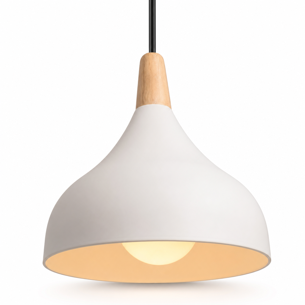 Pendant Ceiling Lights Teardrop Dome Shade Wood Top Hanging Kitchen Island Lighting