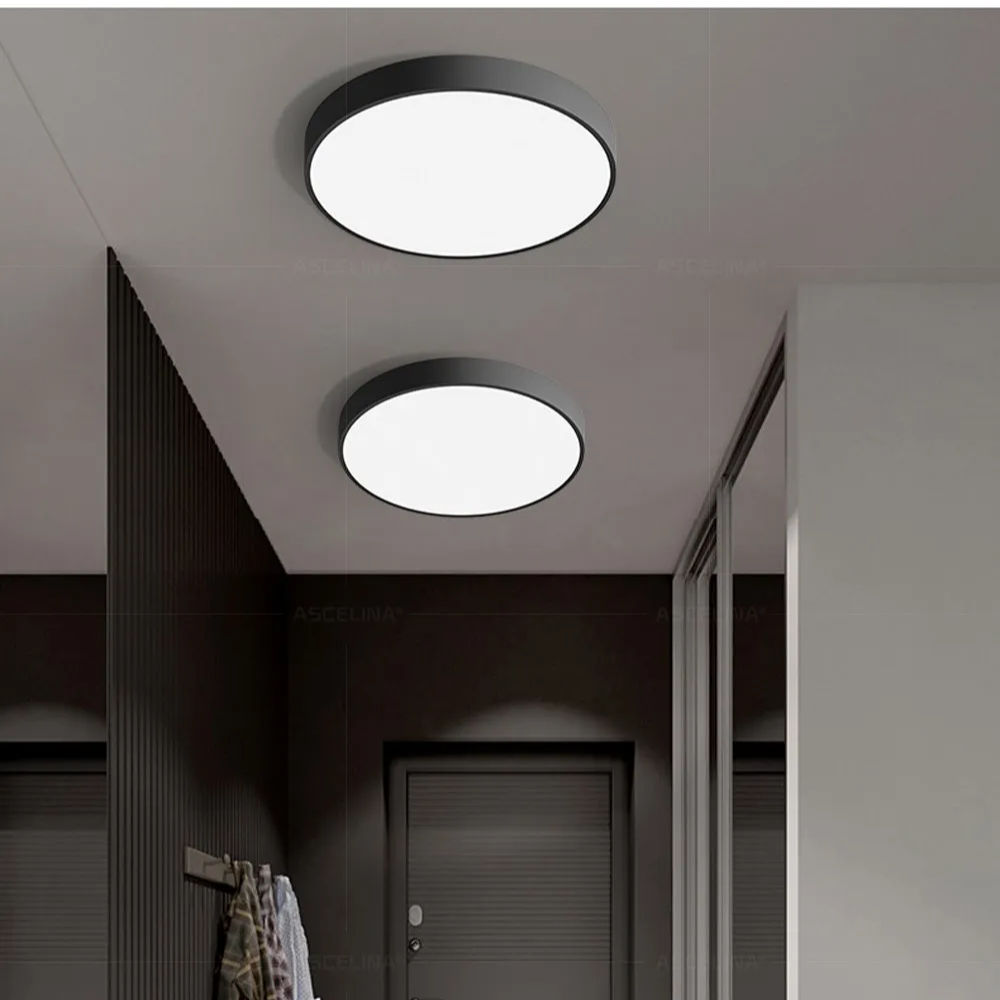 Modern Flush Mount LED Ceiling Lights Round Slim Frame Black Gold White Bedroom Hallway