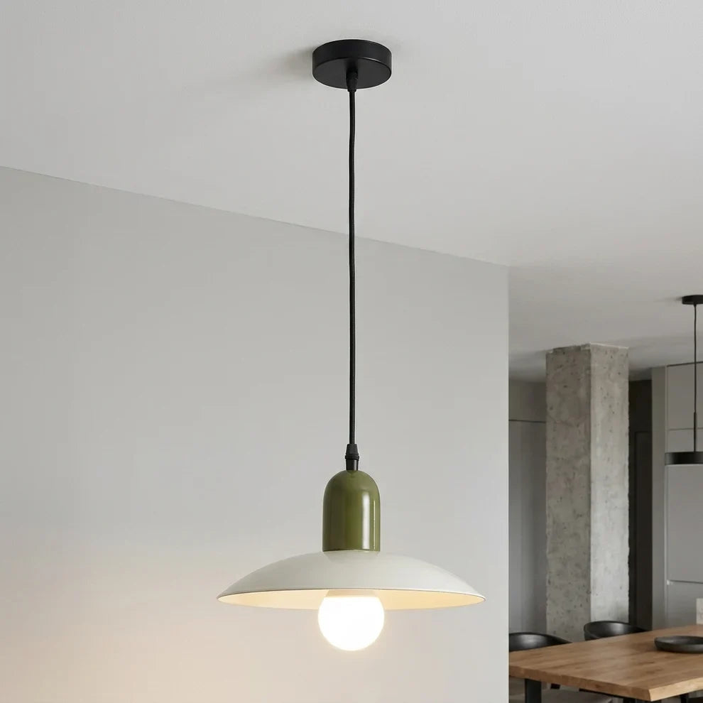 Metal Pendant Light Macaron Dome Shade Glass Globe Scandinavian Over Table Ceiling