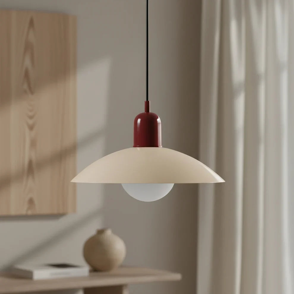 Metal Pendant Light Macaron Dome Shade Glass Globe Scandinavian Over Table Ceiling