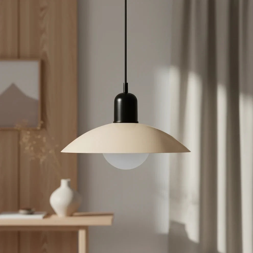 Metal Pendant Light Macaron Dome Shade Glass Globe Scandinavian Over Table Ceiling