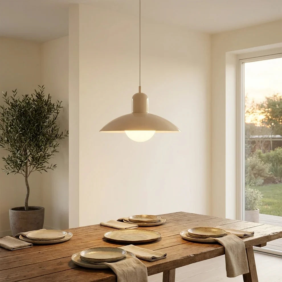Metal Pendant Light Macaron Dome Shade Glass Globe Scandinavian Over Table Ceiling