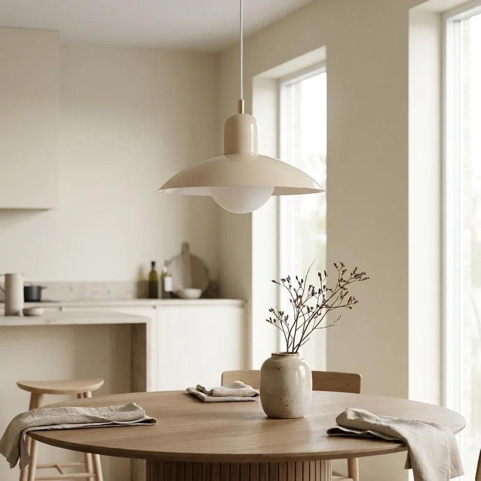 Metal Pendant Light Macaron Dome Shade Glass Globe Scandinavian Over Table Ceiling