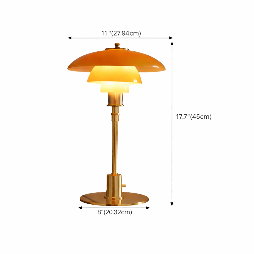 LED Lights for Home Glass Table Lamp Tiered Dome Shade Brass Base Bedside Desk