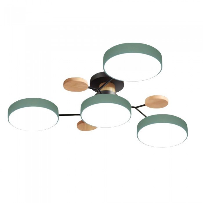 LED Ceiling Light Scandinavian 4-7 Arm Round Wood Accent Flush Mount Fixture