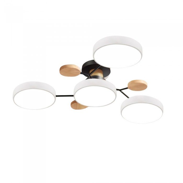 LED Ceiling Light Scandinavian 4-7 Arm Round Wood Accent Flush Mount Fixture