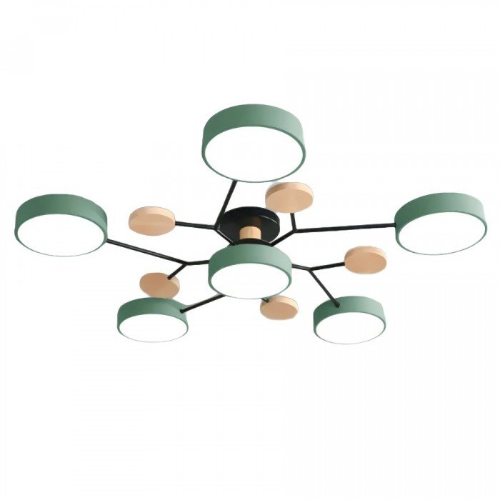 LED Ceiling Light Scandinavian 4-7 Arm Round Wood Accent Flush Mount Fixture