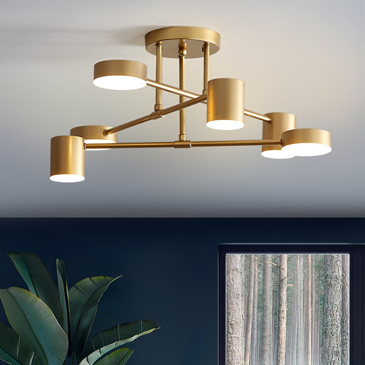 Axis sputnik semi flush ceiling light with warm, dimmable or tri-color LED options