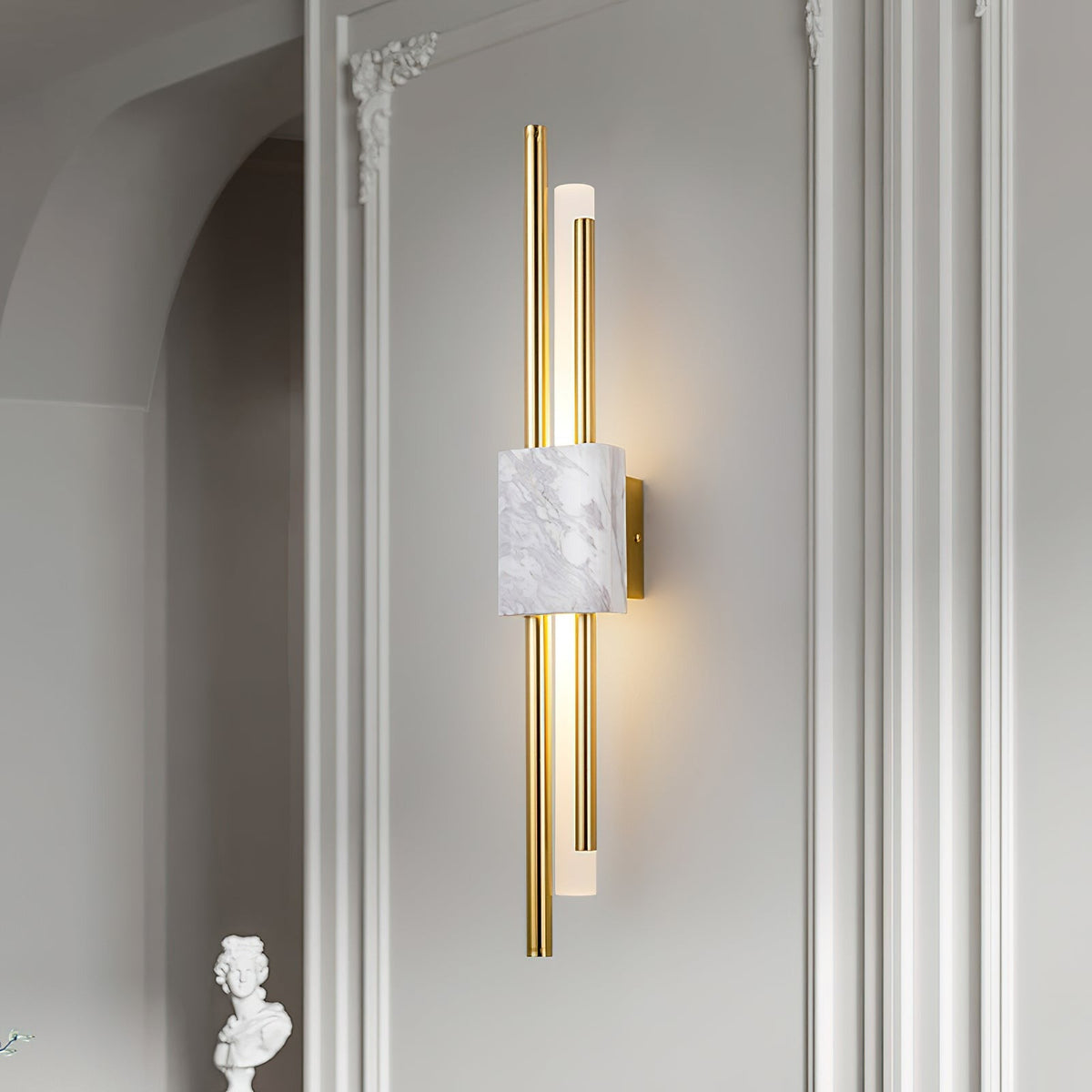 Alcochete wall sconce detail view of opal acrylic diffuser