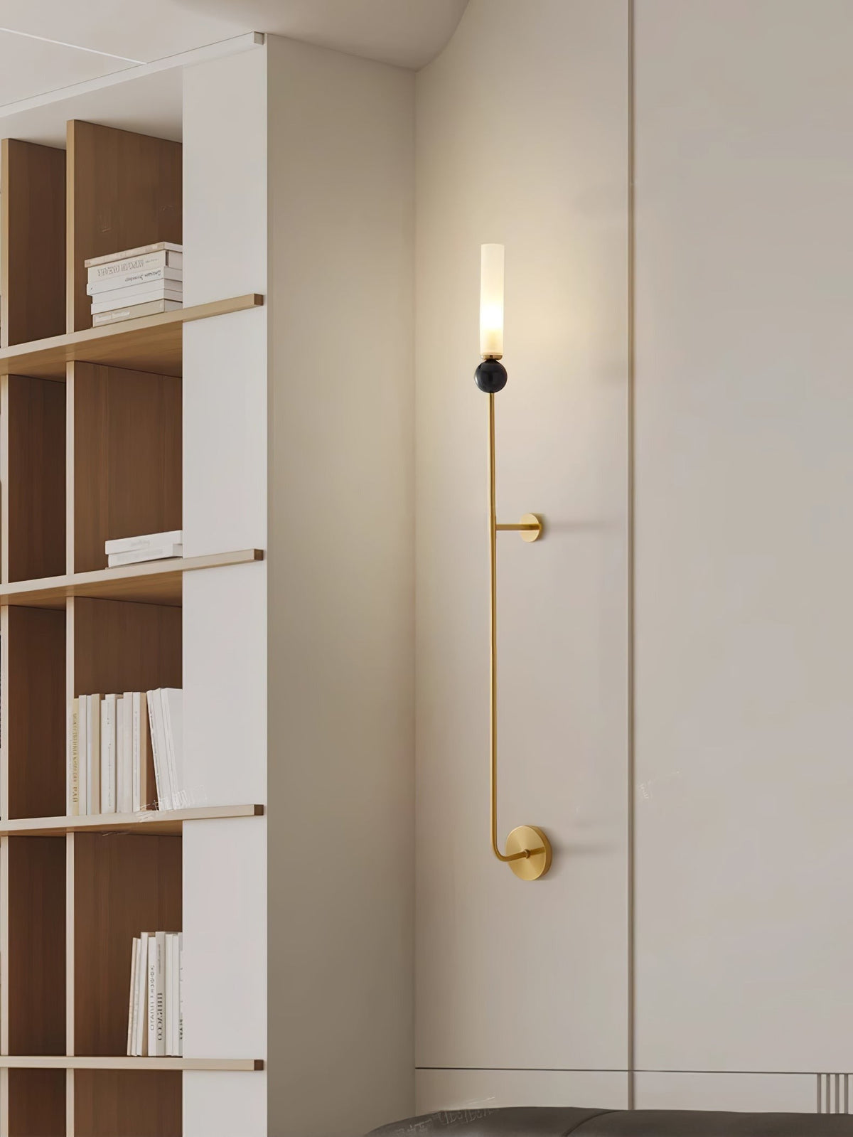 Aljezur wall sconce brass base and arm construction detail