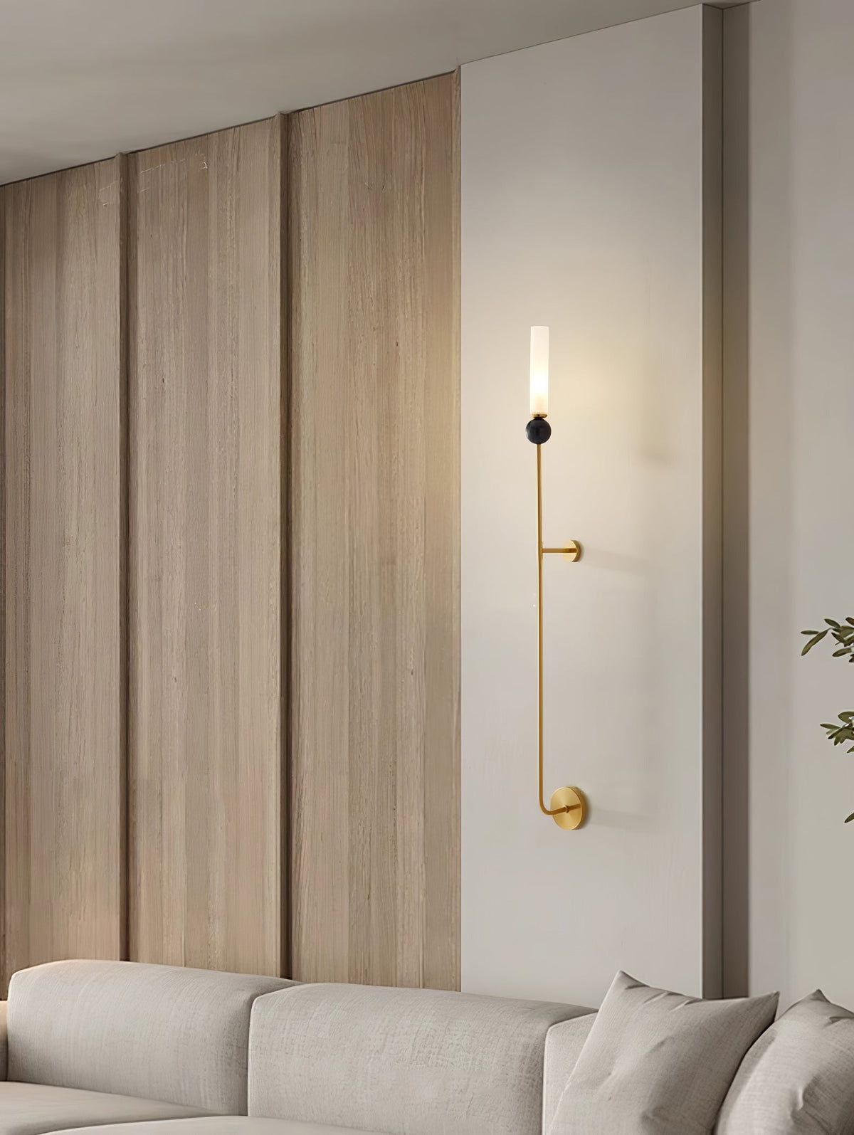 Aljezur wall sconce in bathroom, mounted on pale wall